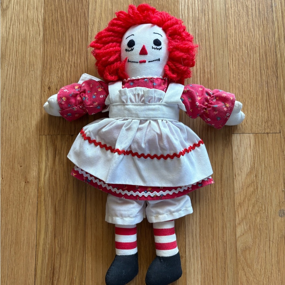 Vintage Raggedy Ann Doll- Red-Haired Rag Doll with White Apron